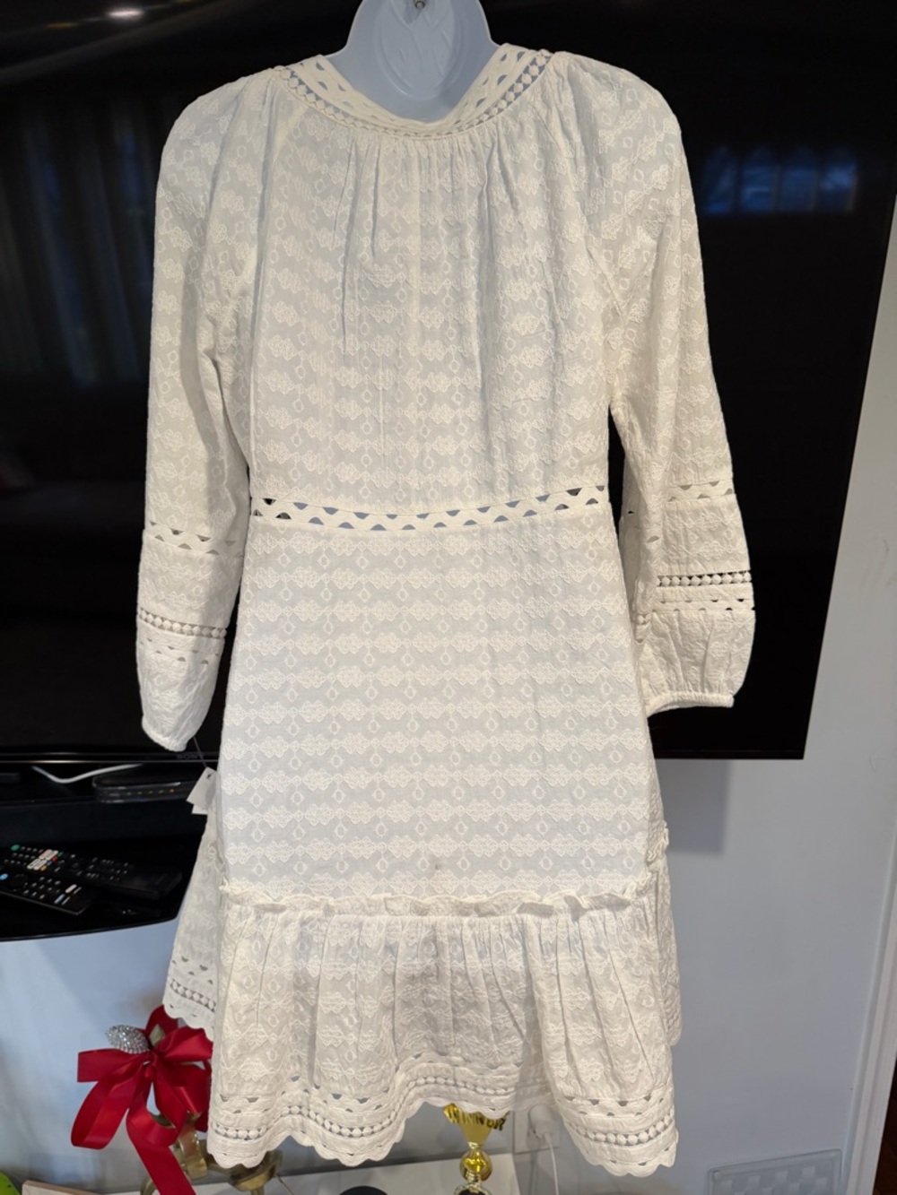 Veronica Beard DAEJA White Eyelet V-Neck Mini Dress⭐️ - Picture 13 of 16